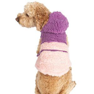 Justice Pet Polyester Sherpa Dog Hoodie With Zip Pocket, Tonal Pink, Small